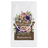 ブリデスメイド素朴カラフルフローラ水色シック スモールペーパーバッグ (正面)