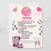 ブリデス最後のライドバチェロレッテ週末の日程 招待状 (裏面)