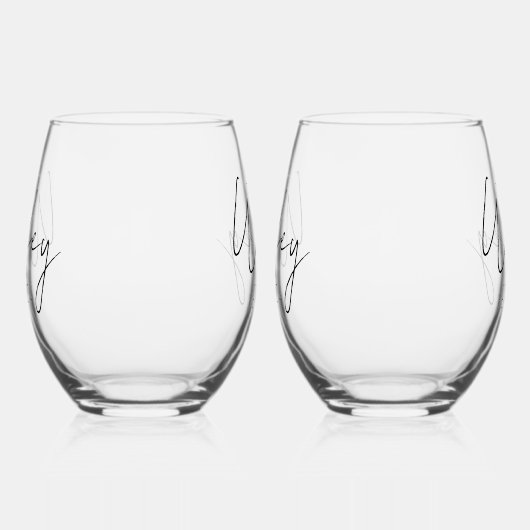 ブリデス結婚ゲイのパーソナライズされた最初年度 ステムなしワイングラス (右)