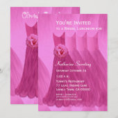 ブリデッシュメイドランチョンまたはブランチピンクドレスV07 招待状 (正面/裏面)