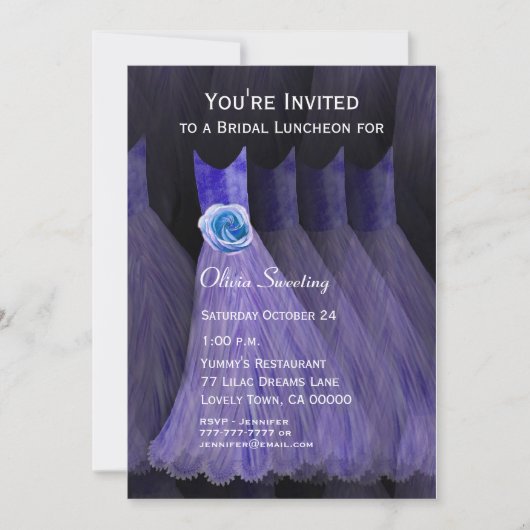 ブリデッシュメイドランチョンまたはブルンチパープルドレスV01 招待状 (正面)