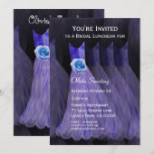 ブリデッシュメイドランチョンまたはブルンチパープルドレスV01 招待状 (正面/裏面)