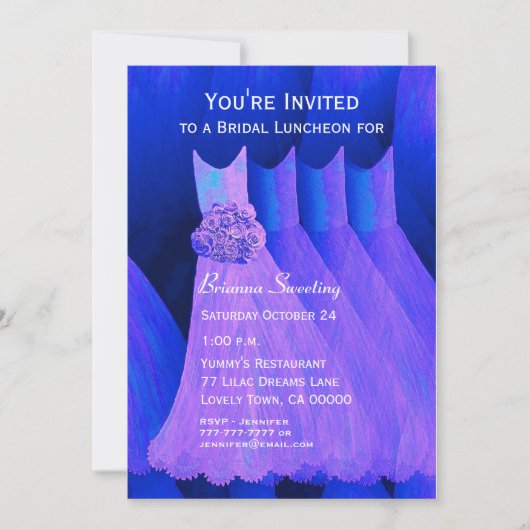 ブリデッシュメイドランチョンまたはブルンチパープルドレスV06 招待状 (正面)