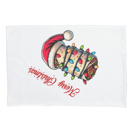 ブリトスメキシカンフードクリスマスハットクリスマス 枕カバー (正面)