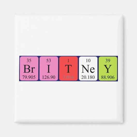 ブリトニー周期表名磁石 マグネット (正面)
