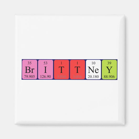 ブリトニー周期表名磁石 マグネット (正面)