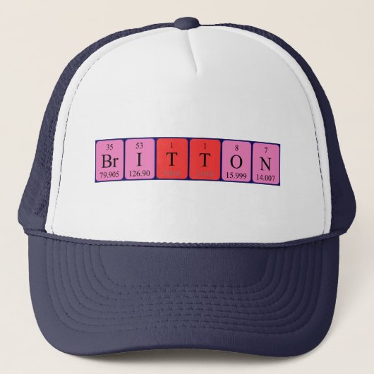ブリトン周期表名hat キャップ (正面)