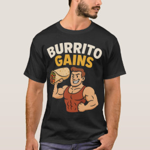 ブリトーで筋肉ゲイン 面白いジム フィットネスTシャツ Tシャツ