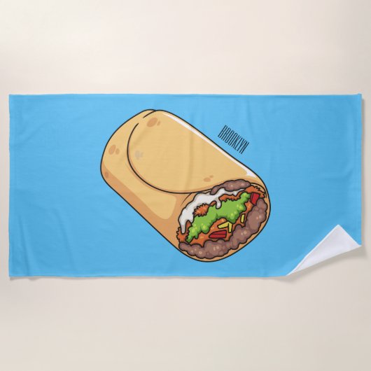 ブリトー漫画イラストレーション ビーチタオル (正面)