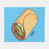 ブリトー漫画イラストレーション フリースブランケット (正面(横))