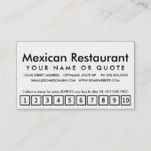 ブリトー。 ロイヤリティのパンチカード ロイヤリティカード (裏面)