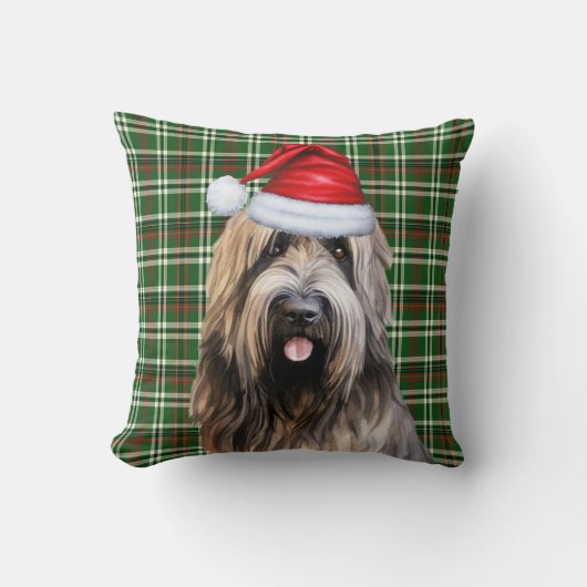 ブリヤードシェパードグリーンプレイドクリスマスホリデー クッション (正面)