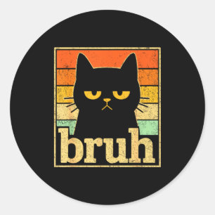 ブリュウ猫のミーム グラフィック - 面白い猫のレトロミームTシャツ用 ラウンドシール