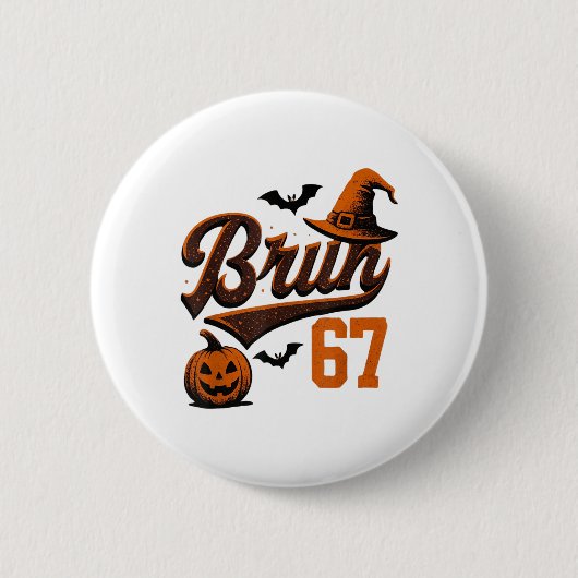 ブリュウ 6 7 ハロウィン 6-7 おもしろい おばけ スラング ファル 缶バッジ (正面)