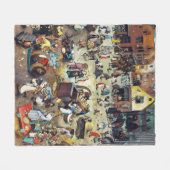 ブリュエル・カーニバルと四旬節の戦い フリースブランケット (正面(横))