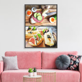 ブリュケッタサンドイッチミートフィグチーズサラダ卵 キャンバスプリント (インサイチュ (リビング))
