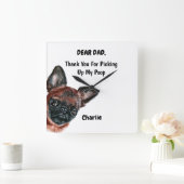 ブリュッおもしろいセルグリフォンパパ水彩イヌアート スクエア壁時計 (ホーム)