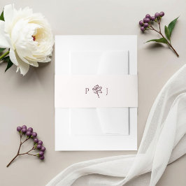 ブリュッシュホワイトとバーガンディ | エレガントなフラワーの結婚式 招待状ベリーバンド