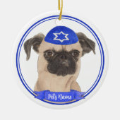 ブリュッセパーソナライズされたルグリフォンハヌッカヤルムルケ セラミックオーナメント (正面)