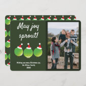 ブリュッセルおもしろいスプラウト写真クリスマス シーズンカード (正面/裏面)