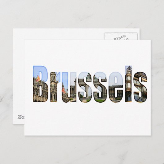 ブリュッセルと観光客サイト(文字) ポストカード (正面/裏面)