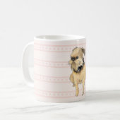 ブリュッセルのグリフォン座っている水色のピンク コーヒーマグカップ (正面左)