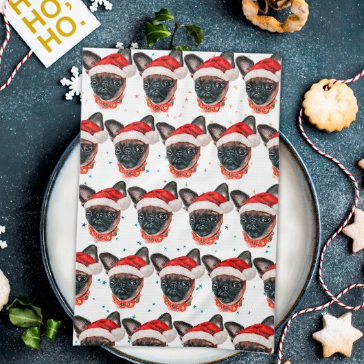 ブリュッセルのグリフォン犬はクリスマスを育てる キッチンタオル