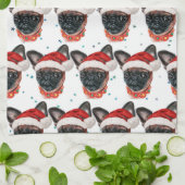 ブリュッセルのグリフォン犬はクリスマスを育てる キッチンタオル (折り畳み)