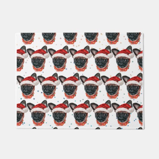 ブリュッセルのグリフォン犬はクリスマスを育てる ドアマット (正面)