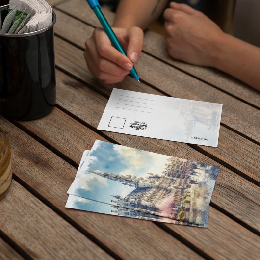 ブリュッセルグランドパレスベルギーウォーターカラーポストカード 招待状