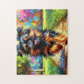 ブリュッセルグリフォンドッグポートレートアクリルアートプリント ジグソーパズル (縦)