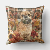 ブリュッセルグリフォンドッグ秋ウオーターカラーフラワー クッション (裏面)