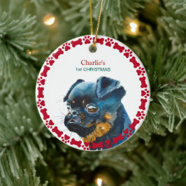 ブリュッセルグリフォンパーソナライズされたクリスマス セラミックオーナメント