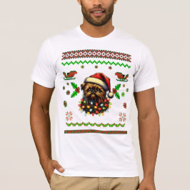 ブリュッセルグリフォン犬クリスマスハットクリスマス Tシャツ