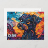 ブリュッセルグリフォン紙クイリングアートドッグポートレート ポストカード (正面/裏面)