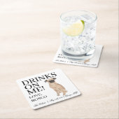 ブリュッセルグリフォン結婚ドッグ スクエアペーパーコースター (インサイチュ)