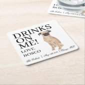 ブリュッセルグリフォン結婚ドッグ スクエアペーパーコースター (アングル)