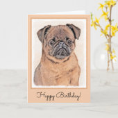 ブリュッセルグリフォン絵画スムーズオリジナルドッグアート カード (黄色い花)