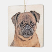 ブリュッセルグリフォン絵画スムーズオリジナルドッグアート セラミックオーナメント (左)