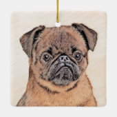 ブリュッセルグリフォン絵画スムーズオリジナルドッグアート セラミックオーナメント (裏面)