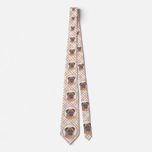 ブリュッセルグリフォン絵画スムーズオリジナルドッグアート ネクタイ (正面)