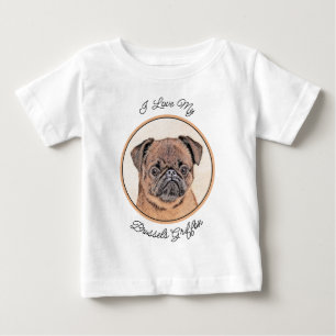 ブリュッセルグリフォン絵画スムーズオリジナルドッグアート ベビーTシャツ