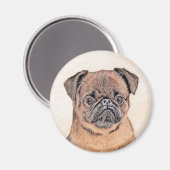 ブリュッセルグリフォン絵画スムーズオリジナルドッグアート マグネット (正面/裏面)