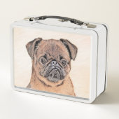 ブリュッセルグリフォン絵画スムーズオリジナルドッグアート メタルランチボックス (裏面)