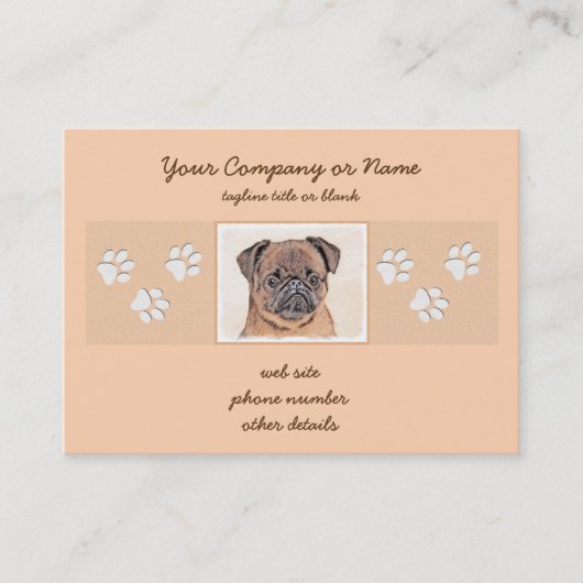 ブリュッセルグリフォン絵画スムーズオリジナルドッグアート 名刺 (正面)