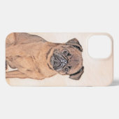 ブリュッセルグリフォン絵画スムーズオリジナルドッグアート iPhoneケース (裏面横)