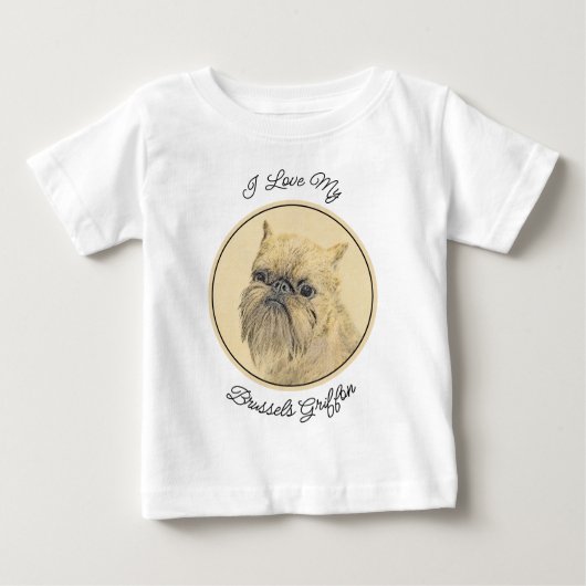 ブリュッセルグリフォン絵画ラフの – オリジナルドッグアート ベビーTシャツ (正面)
