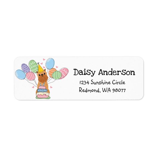 ブリュッセルグリフォン誕生日差出人住所ラベル ラベル (正面)