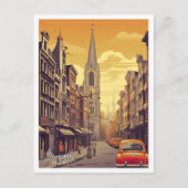 ブリュッセルベルギーアートヴィンテージトラベルイラストレーション ポストカード (正面)