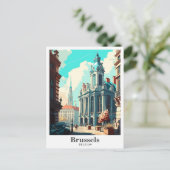 ブリュッセルベルギーアートヴィンテージトラベルイラストレーション ポストカード (スタンド正面)